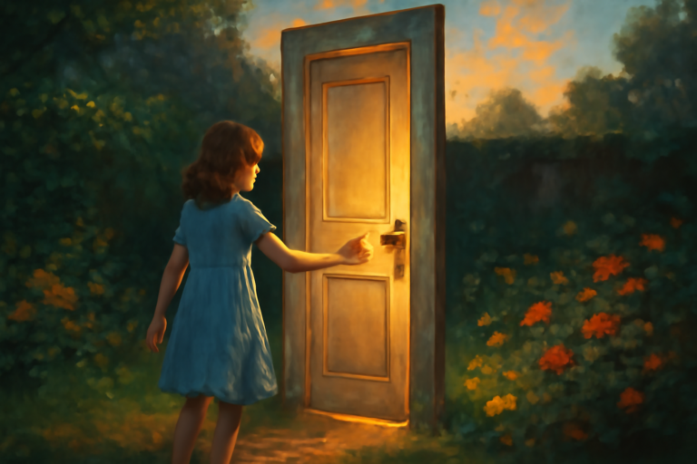 A Girl Found a Door in Her Garden. It Opens to a New Happy Memory Every Time.