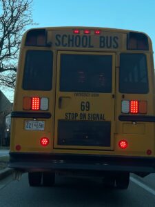 a school bus parked on the side of the road