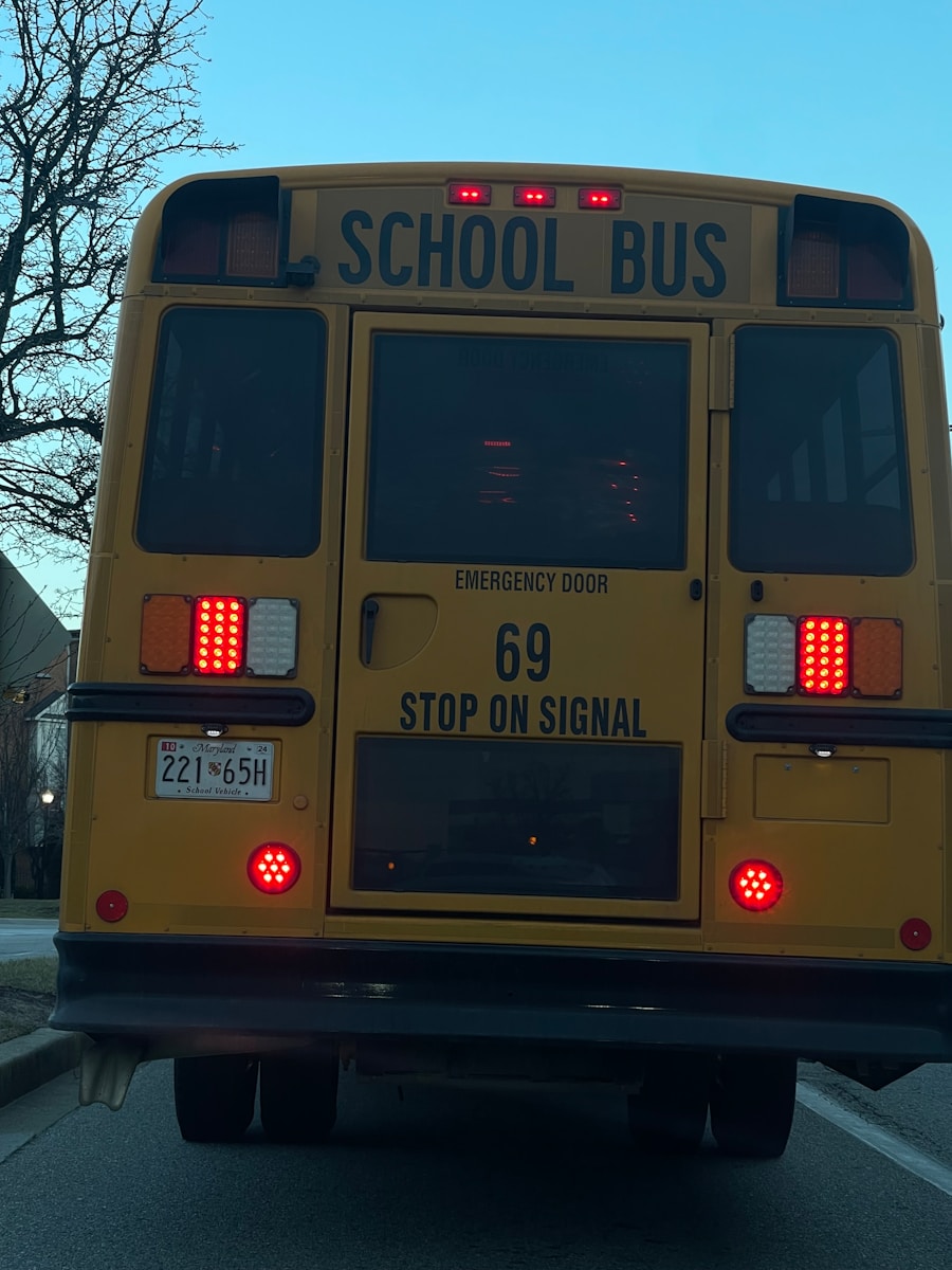 a school bus parked on the side of the road