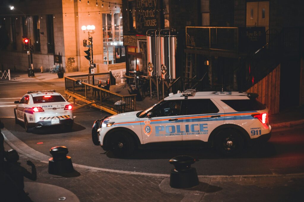 police cars on a street