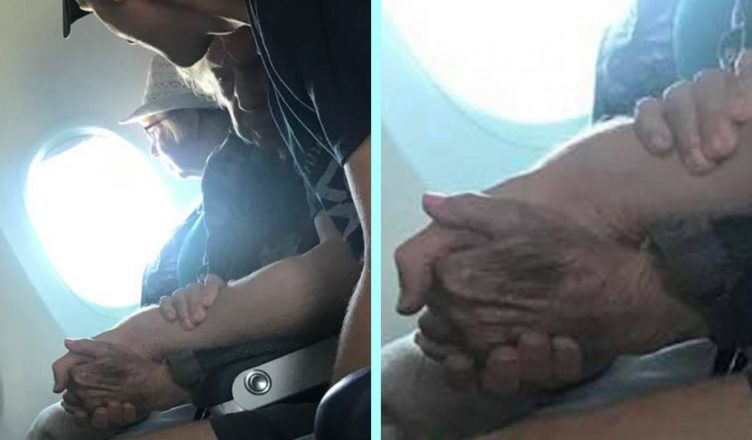 Who was the man who guided a worried 96‑year‑old woman on her flight