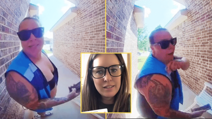 She answered an Amazon delivery — but the doorbell cam caught the driver’s urgent warning